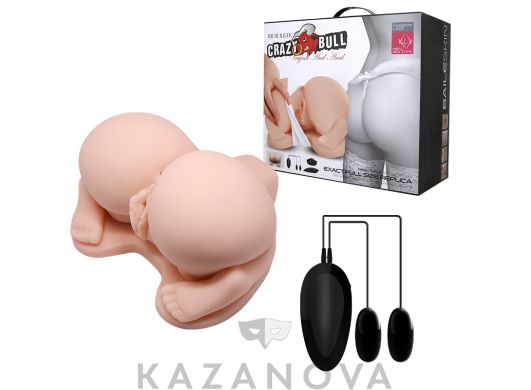 Мастурбатор Crazy Bull Vagina and Anal в виде полуторса из киберкожи с двумя входами и вибрацией